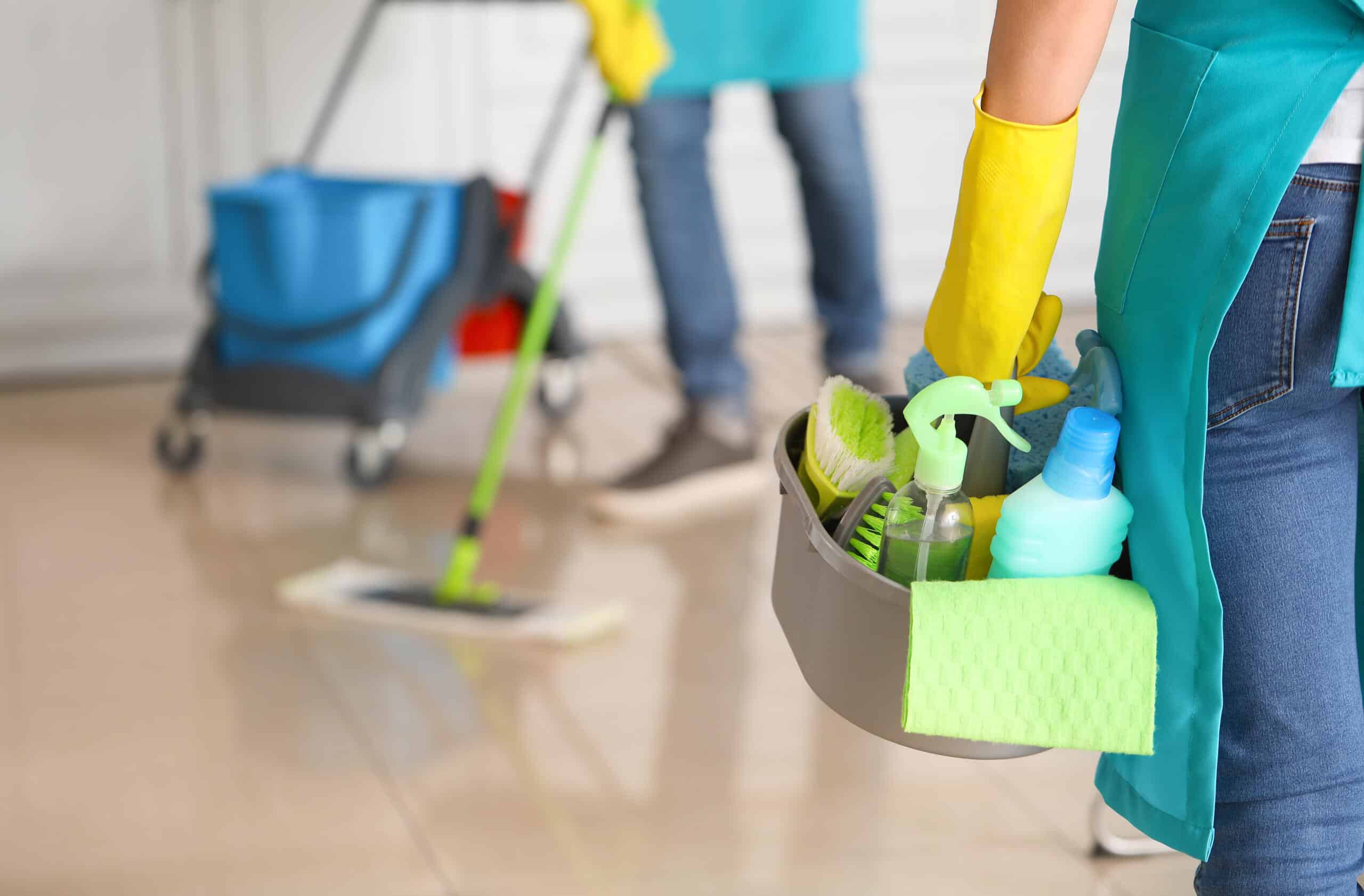 Professional cleaners at work providing Strata cleaning services