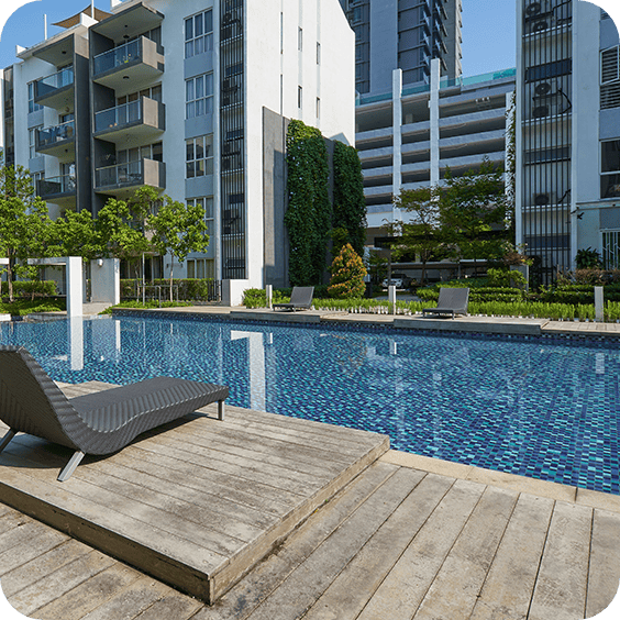 Outdoor pool in a Strata development