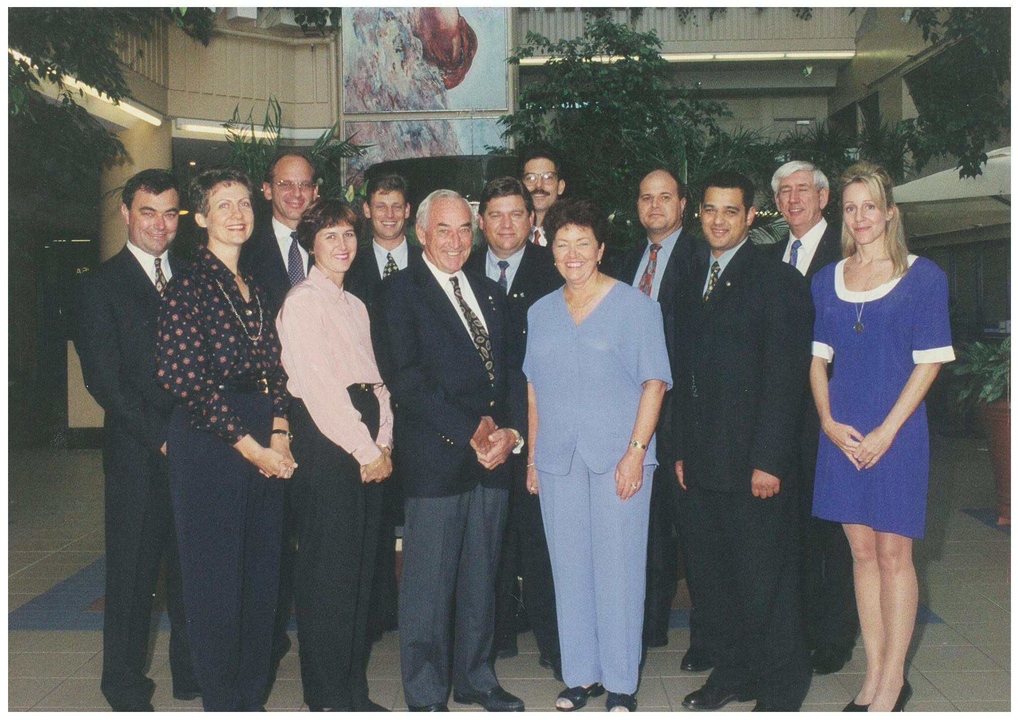 A photo of a group of Jani King's members when Corporate Office relocated to Brisbane. Hotel Division established
