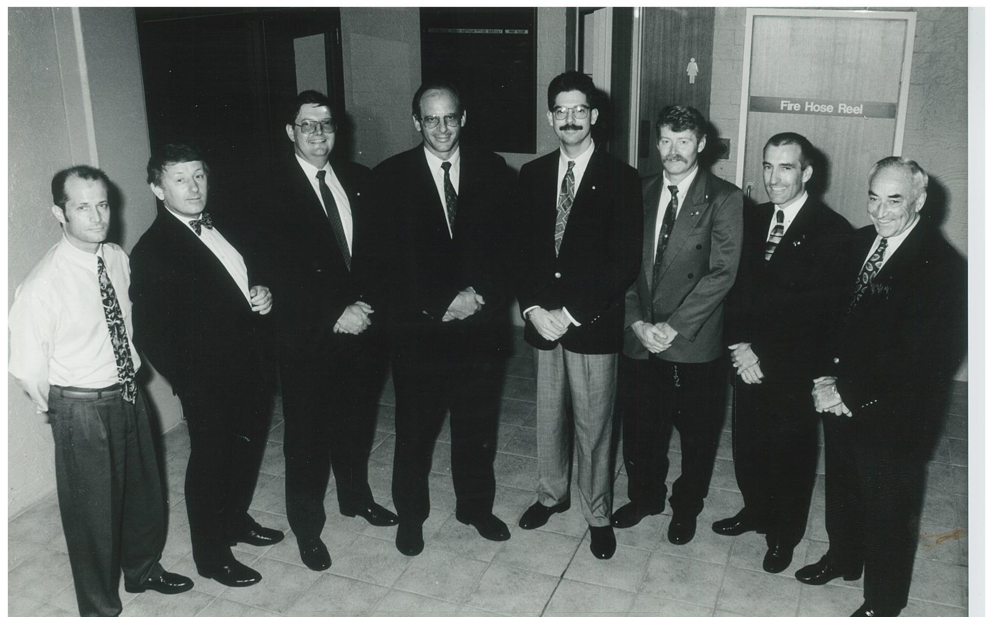 An old photo of a group of Jani King's members when Victoria became a Sub-Master Franchisee and assumed control of state operations.